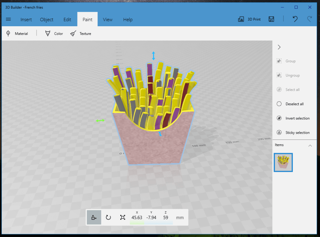 3D Builder paint and texture tools for coloring 3D objects